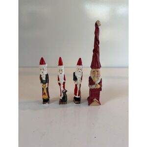 Vintage Price Products Santa Claus Figurines Set of 4 Christmas Folk Art Decor